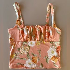 Pink Floral Cropped Tank Top *size small*